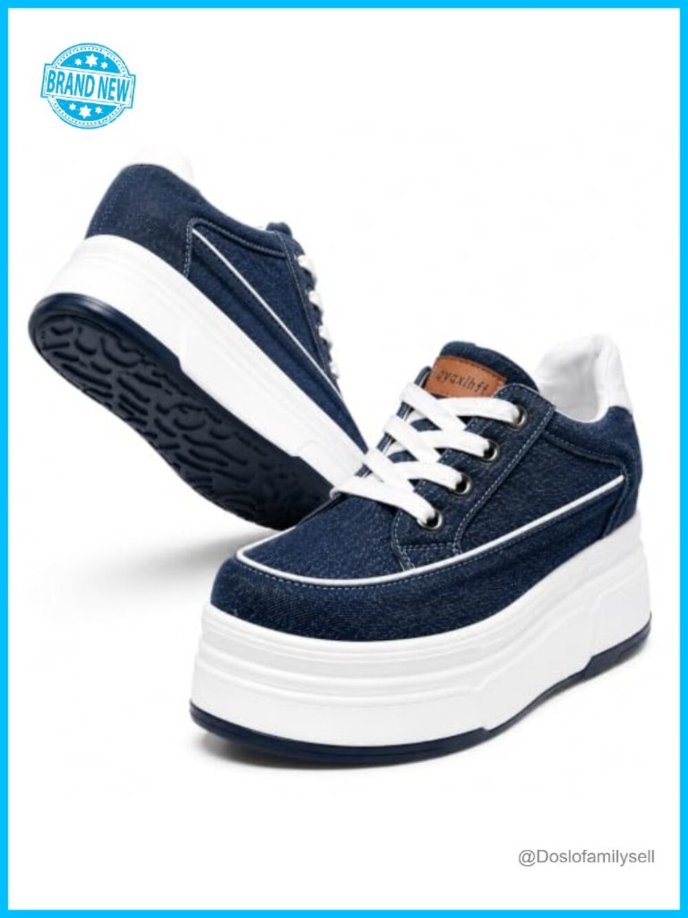 Women's Denim Canvas Platform Sneakers Chunky Fashion Walking Shoes